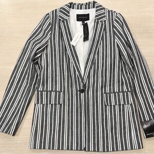 NWT Linen Banana Republic Single Button Stripe Blazer Jacket size 6